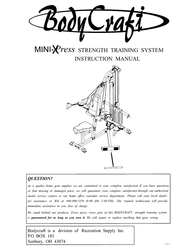 BodyCraft Mini Xpress Owner's manual BodyCraft Mini Xpress Owner's manual