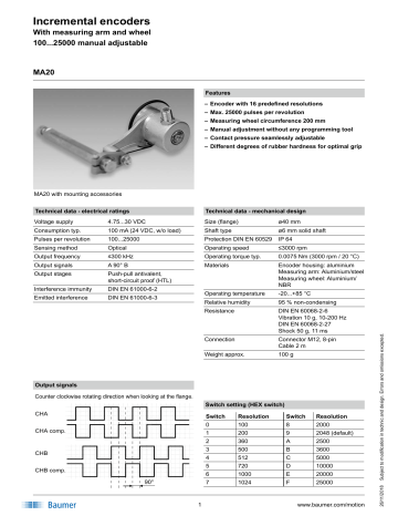 Baumer Ma Incremental Encoder Data Sheet Manualzz