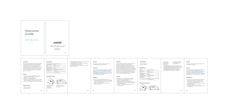 Anker Ergonomic Wired Vertical Mouse User manual Anker Ergonomic Wired Vertical Mouse User manual