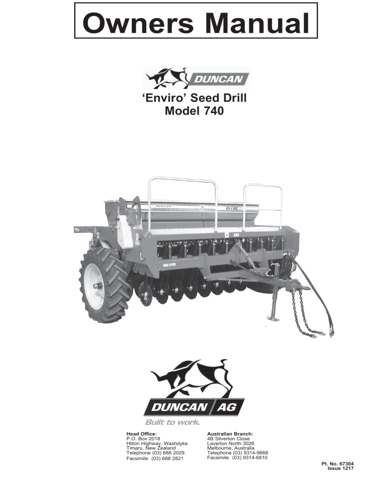 Duncan Enviro 740 User manual Duncan Enviro 740 User manual