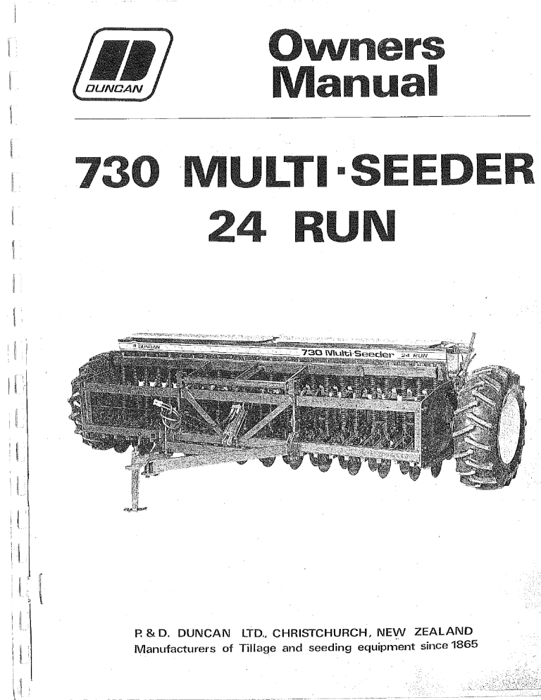 Duncan 730 Multi-Seeder User manual Duncan 730 Multi-Seeder User manual