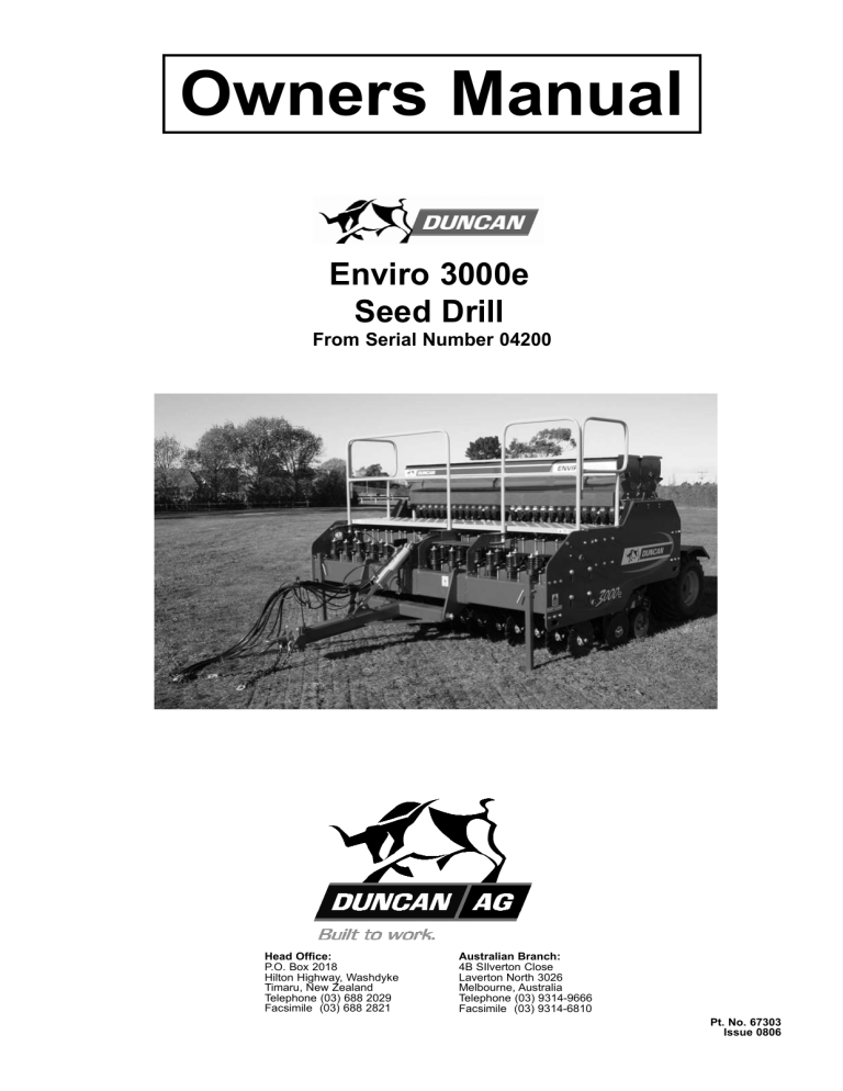 Duncan Enviro 3000e MK1 User manual Duncan Enviro 3000e MK1 User manual