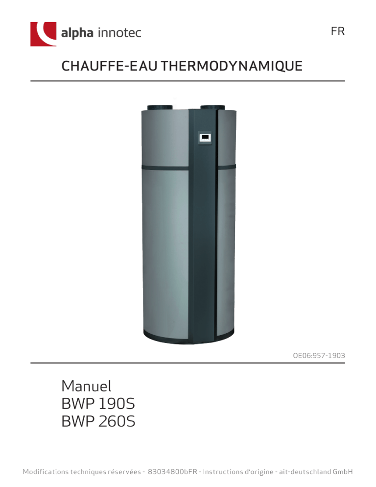 Alpha innotec BWP 190 260 Owner's manual Alpha innotec BWP 190 260 Owner's manual