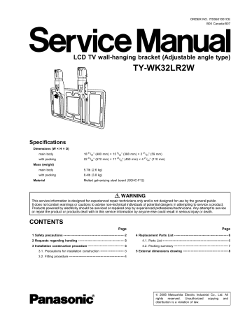 Panasonic TY-WK32LR2W User manual Panasonic TY-WK32LR2W User manual