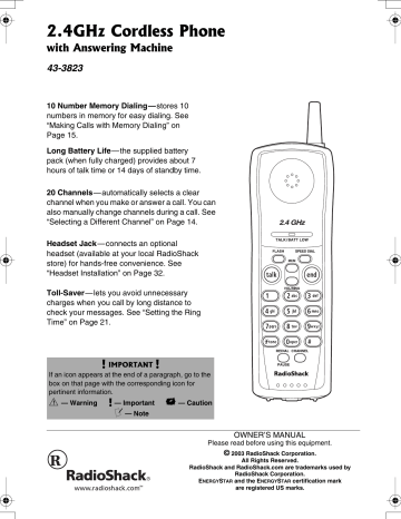 Radio Shack 43-3823 Owner's Manual | Manualzz