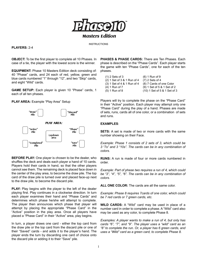 Fundex Games Phase 10 Masters Edition in Tin User manual Fundex Games Phase 10 Masters Edition in Tin User manual