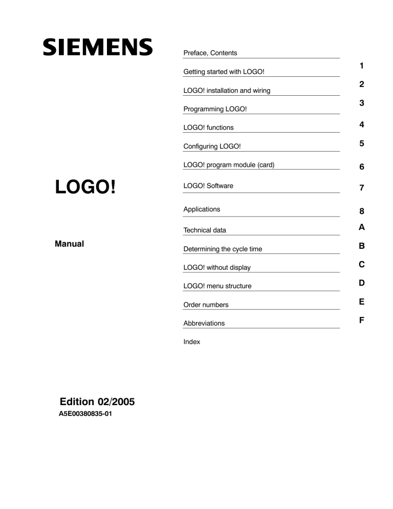 Siemens LOGO! User manual Siemens LOGO! User manual