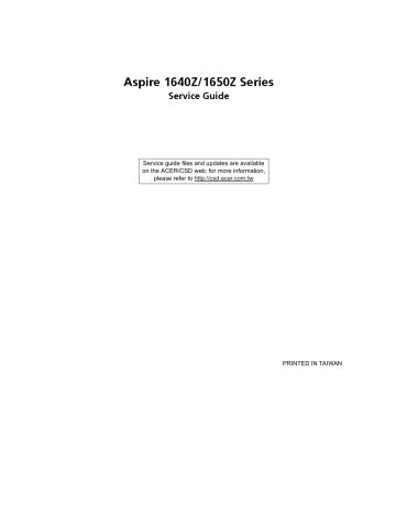 Acer Aspire 1640Z Series, Aspire 1650Z Series Service Manual | Manualzz