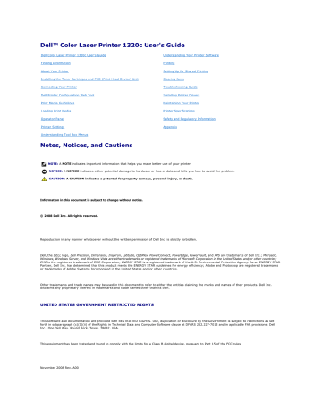 Dell 1320 Color Laser, 1320c User's Guide | Manualzz Dell 1320 Color Laser, 1320c User's Guide | Manualzz