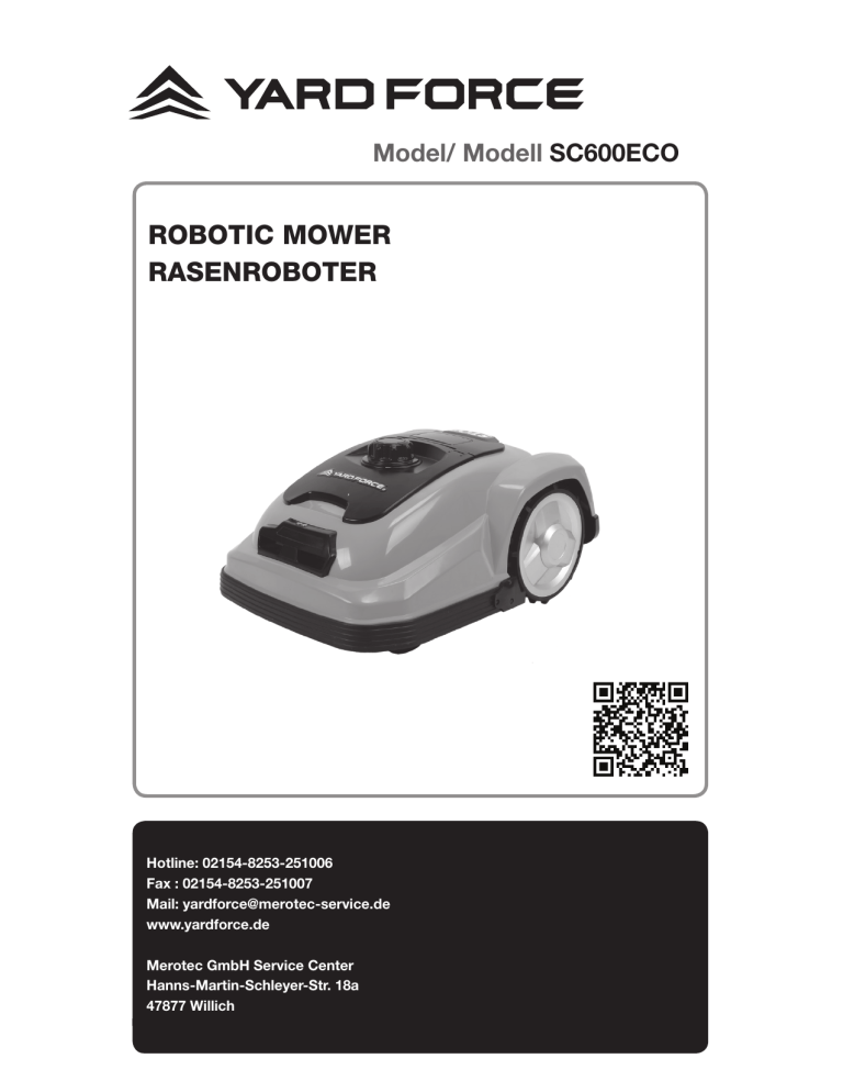 Yard Force SC600ECO User manual Yard Force SC600ECO User manual