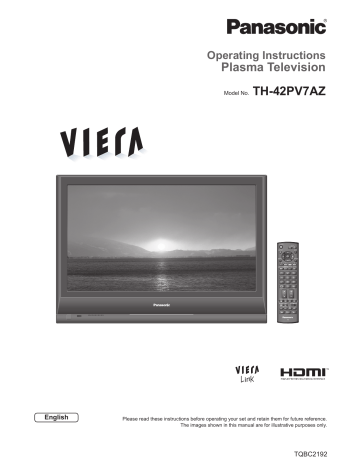 Panasonic VIERA TH-42PV7AZ Operating Instructions Manual | Manualzz Panasonic VIERA TH-42PV7AZ Operating Instructions Manual | Manualzz