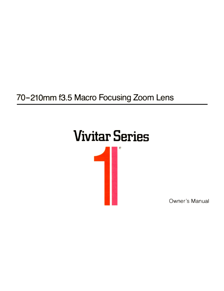 Vivitar Series 1 Owner's manual Vivitar Series 1 Owner's manual