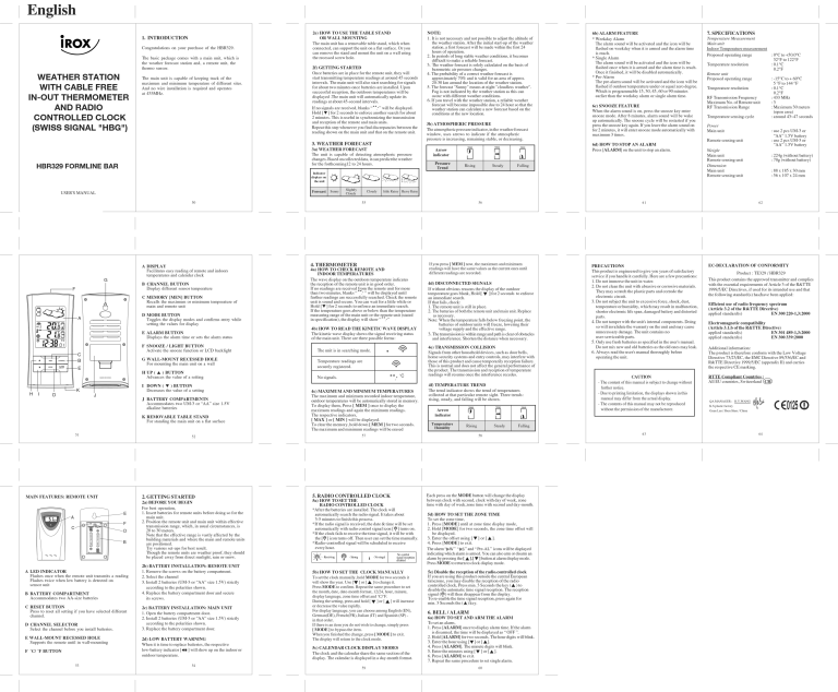 Irox HBR329 Owner's manual Irox HBR329 Owner's manual