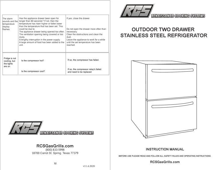 RCS REFR4 Owner's manual RCS REFR4 Owner's manual