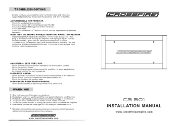 Crossfire C3 501 Owner's manual Crossfire C3 501 Owner's manual
