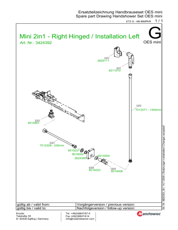 Convotherm mini Handshower set ETL HB Mini 2in1 Right Hinged 3424392 User manual Convotherm mini Handshower set ETL HB Mini 2in1 Right Hinged 3424392 User manual