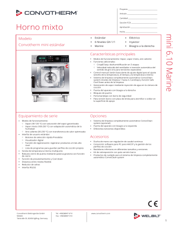 Convotherm 6.10 mini Standard Marine Version - right-hinged door CE Specification Convotherm 6.10 mini Standard Marine Version - right-hinged door CE Specification