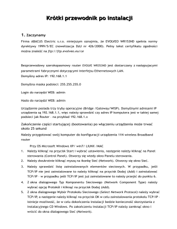 Evolveo WR353ND wifi network Skrócona instrukcja obsługi | Manualzz Evolveo WR353ND wifi network Skrócona instrukcja obsługi | Manualzz