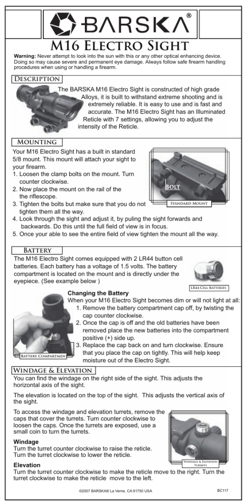 Barska AC10984 Owner's manual Barska AC10984 Owner's manual