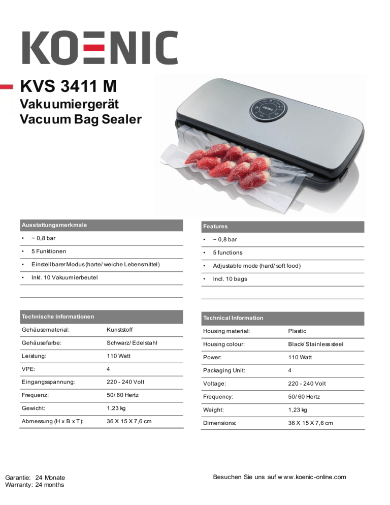 Koenic KVS 3411 M Owner's manual Koenic KVS 3411 M Owner's manual