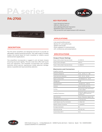 DAS PA-2700 Datasheet DAS PA-2700 Datasheet