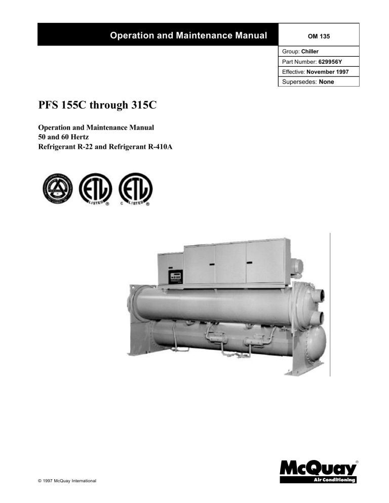 McQuay PFS 315C, PFS 155C User manual McQuay PFS 315C, PFS 155C User manual