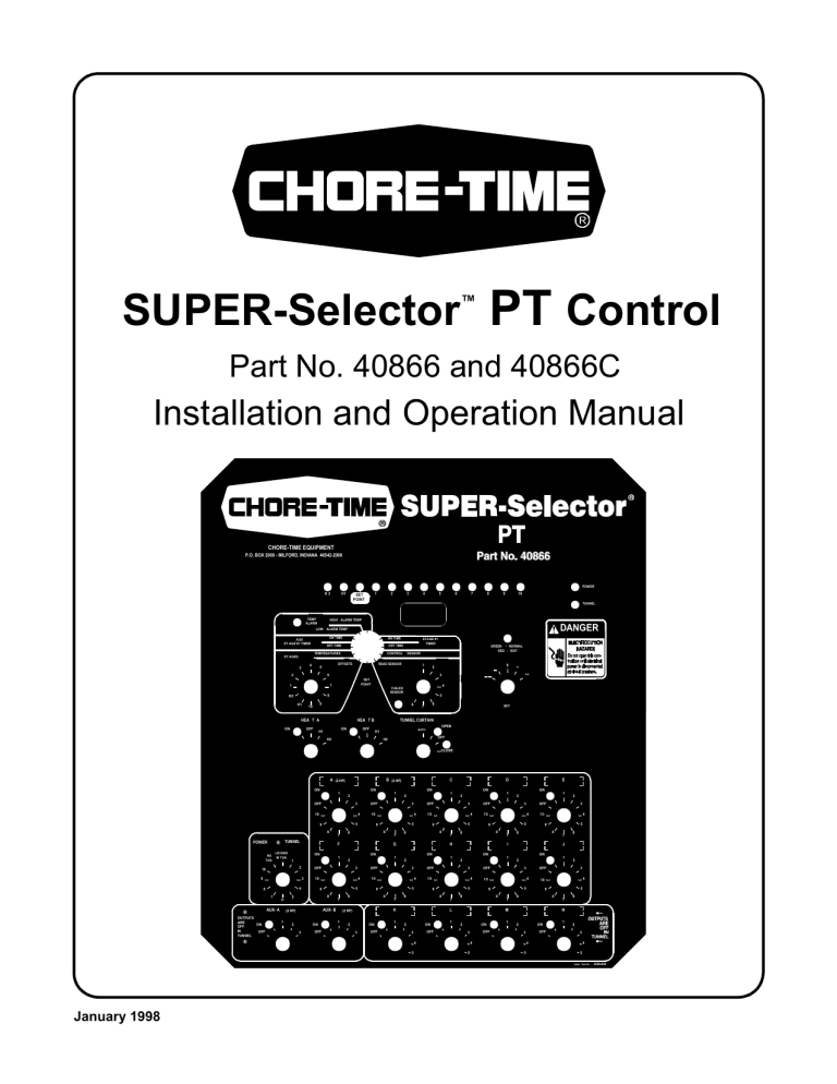 Chore-Time MV1532A SUPER-Selector™ PT Control User manual Chore-Time MV1532A SUPER-Selector™ PT Control User manual