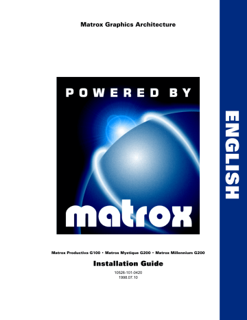 Matrox Millenium G200, Mystique G200 Installation Manual | Manualzz Matrox Millenium G200, Mystique G200 Installation Manual | Manualzz