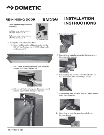 Dometic RM2356 Door Installation Manual | Manualzz