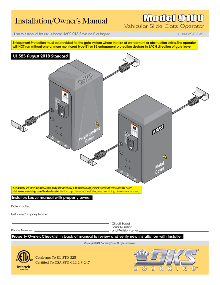 DKS 9100 Aug 2018 - later User manual DKS 9100 Aug 2018 - later User manual