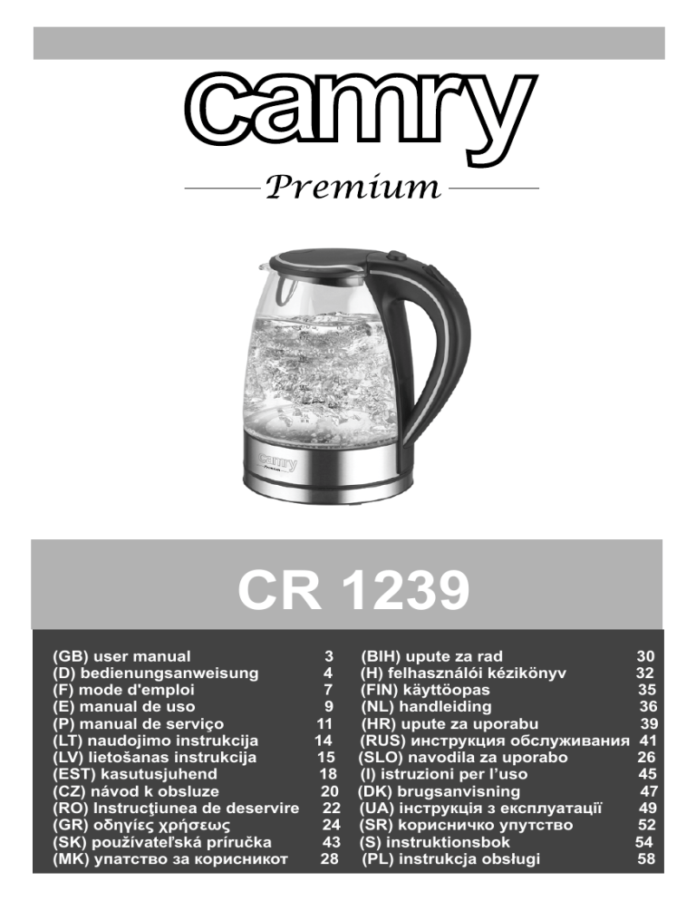 Camry CR 1239 Operating instructions Camry CR 1239 Operating instructions