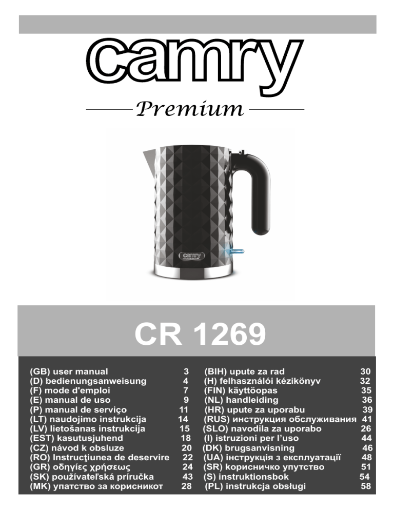 Camry CR 1269 Operating instructions Camry CR 1269 Operating instructions