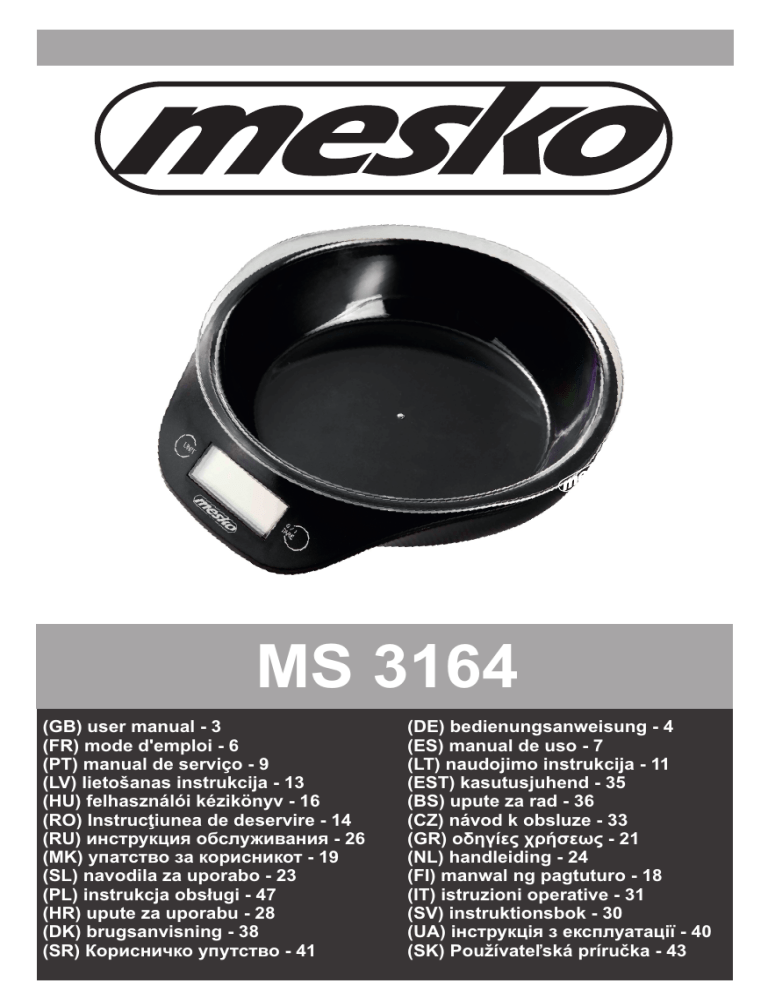 Mesko MS 3164 Operating instructions Mesko MS 3164 Operating instructions