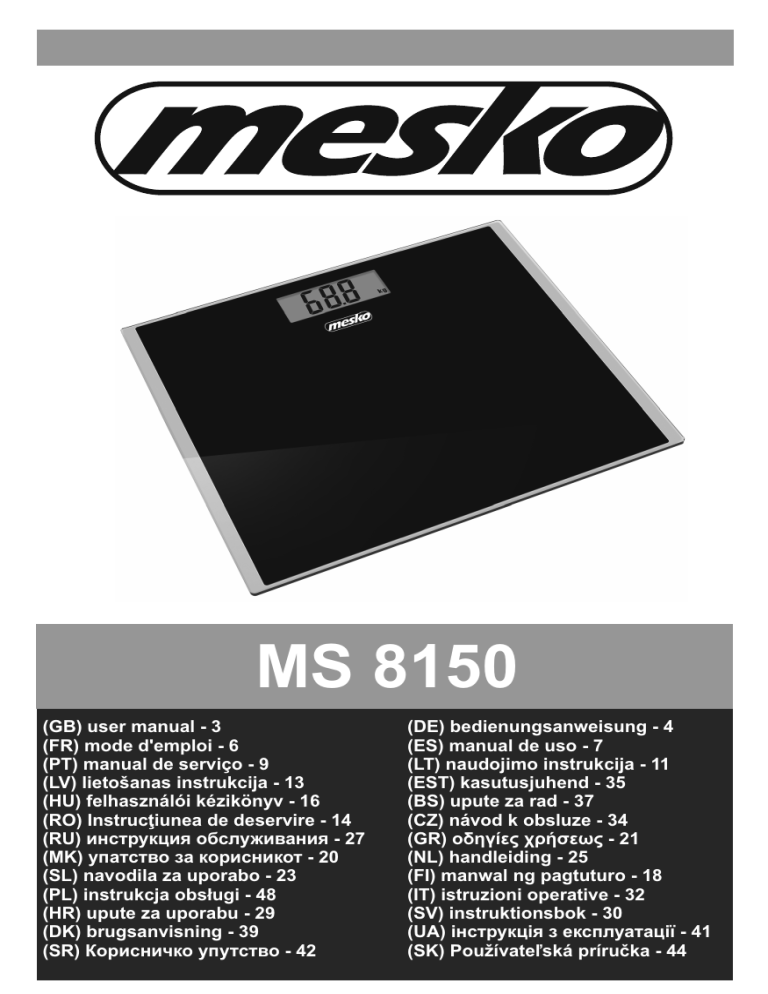 Mesko MS 8150 Operating instructions Mesko MS 8150 Operating instructions