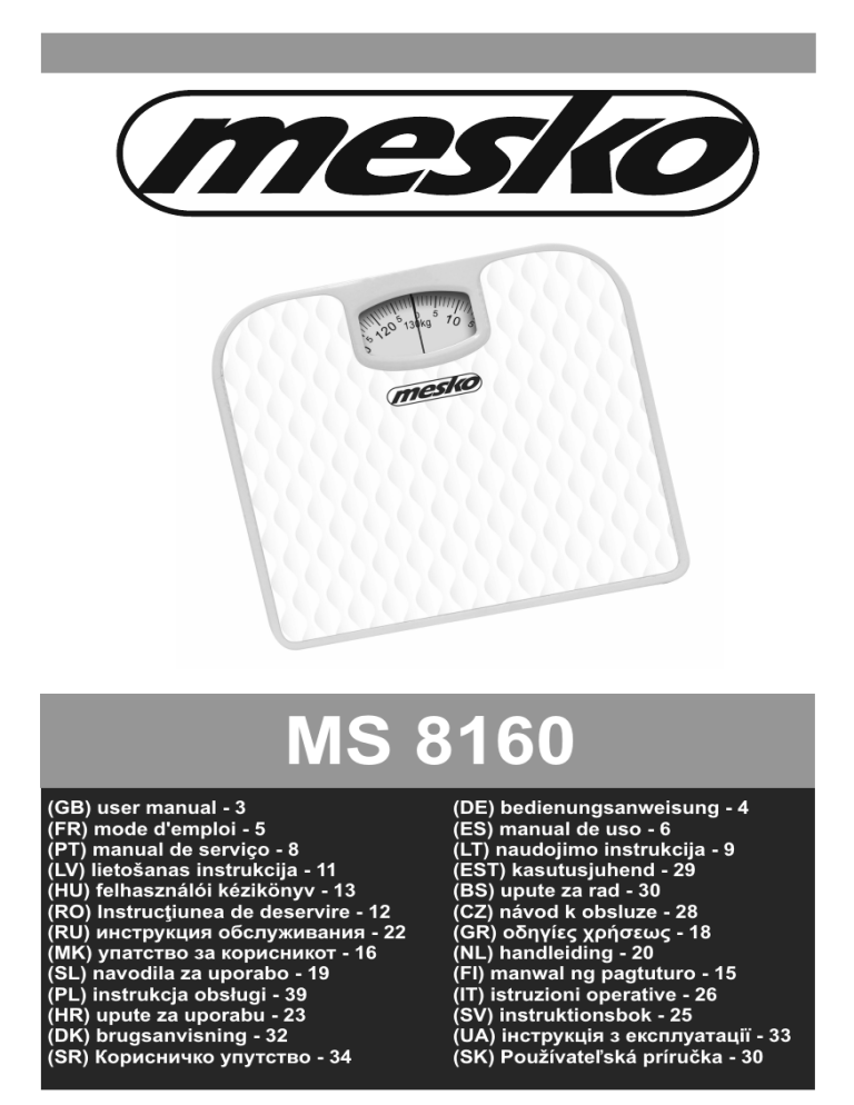 Mesko MS 8160 Operating instructions Mesko MS 8160 Operating instructions