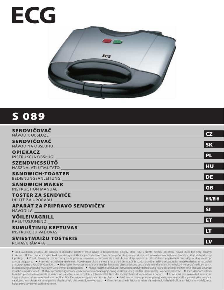 ECG S 089 User manual ECG S 089 User manual