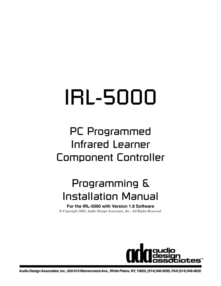 Ada IRL-5000 Owner's manual Ada IRL-5000 Owner's manual