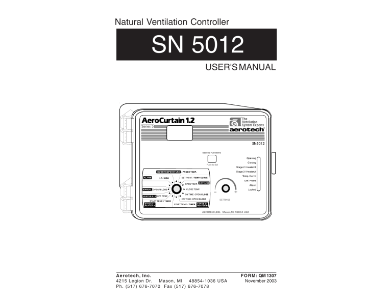 Munters Prod SN5012 Owner's manual Munters Prod SN5012 Owner's manual