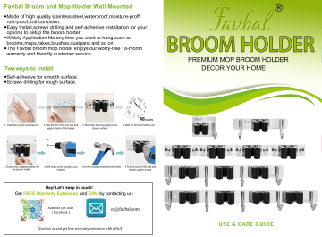 Favbal Favbal Mop Broom Holder Stainless Steel Wall Mounted Garage Storage Hooks, Tool Organization and Storage, Garage Organization, Garden Tool Organizer,Heavy Duty Wall Hangers for Power Tools, Ladders, B, Broom Holder, Favbal Broom and Mop Holder Wall Mounted Stainless Steel Broom Holder Wall Mount Organizer Non-Slip Screws or Self Adhesive Storage Rack Hangers, 2PCS Broom Holder, Favbal Mop Broom Holder Stainless Steel Garage Storage Wall Hanger Tool Organization and Storage, Garage Organization, Garden Tool Organizer,Heavy Duty Tools Hanger for Garden, Garage,, Favbal Broom Mop Holder Wall Mount Stainless Steel Wall Mounted Storage Organizer Heavy Duty Non-Slip Screws or Self Adhesive Storage Rack Hangers User manual Favbal Favbal Mop Broom Holder Stainless Steel Wall Mounted Garage Storage Hooks, Tool Organization and Storage, Garage Organization, Garden Tool Organizer,Heavy Duty Wall Hangers for Power Tools, Ladders, B, Broom Holder, Favbal Broom and Mop Holder Wall Mounted Stainless Steel Broom Holder Wall Mount Organizer Non-Slip Screws or Self Adhesive Storage Rack Hangers, 2PCS Broom Holder, Favbal Mop Broom Holder Stainless Steel Garage Storage Wall Hanger Tool Organization and Storage, Garage Organization, Garden Tool Organizer,Heavy Duty Tools Hanger for Garden, Garage,, Favbal Broom Mop Holder Wall Mount Stainless Steel Wall Mounted Storage Organizer Heavy Duty Non-Slip Screws or Self Adhesive Storage Rack Hangers User manual