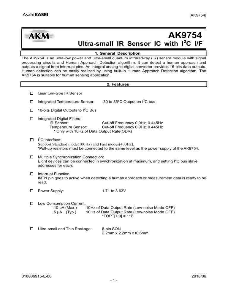 AKM AK9754AE Specification AKM AK9754AE Specification
