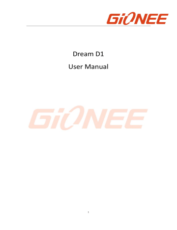 Gionee Dream D1 User manual | Manualzz Gionee Dream D1 User manual | Manualzz