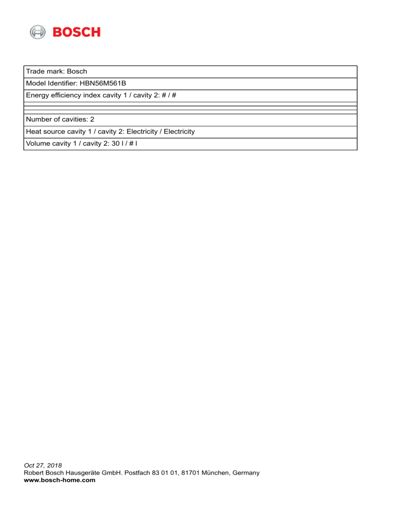 Bosch HBN56M561B User manual Bosch HBN56M561B User manual