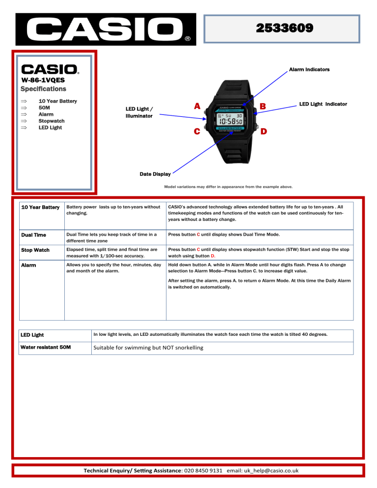 Casio G LCD EL RESIN User manual Casio G LCD EL RESIN User manual