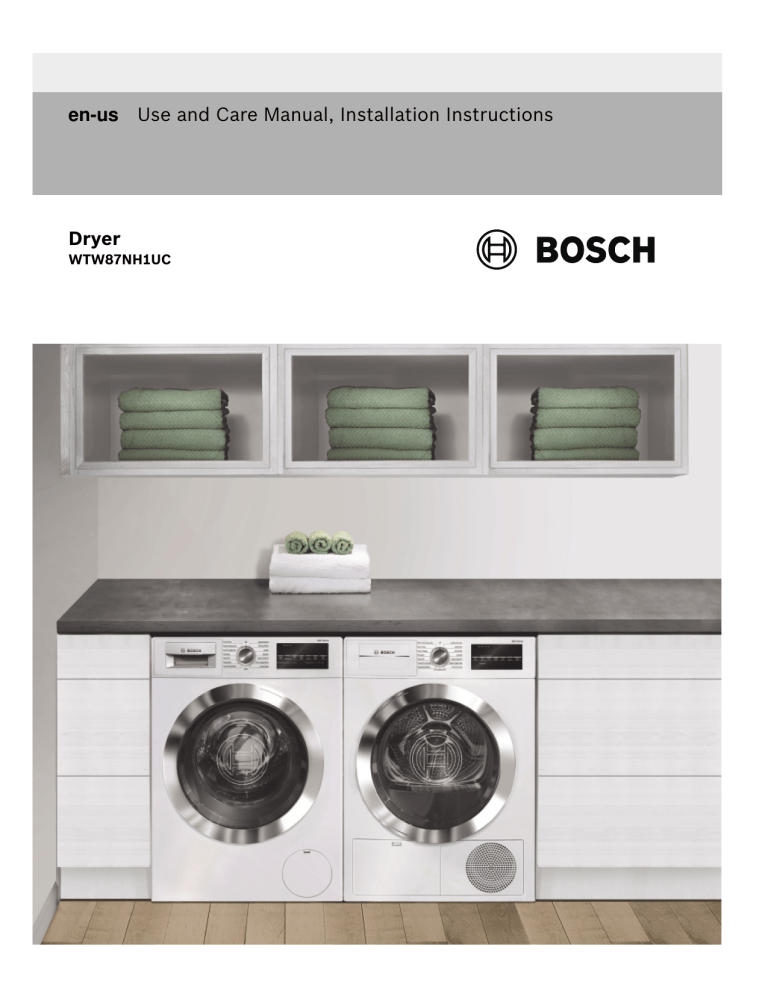 Bosch WTW87NH1UC User manual Bosch WTW87NH1UC User manual