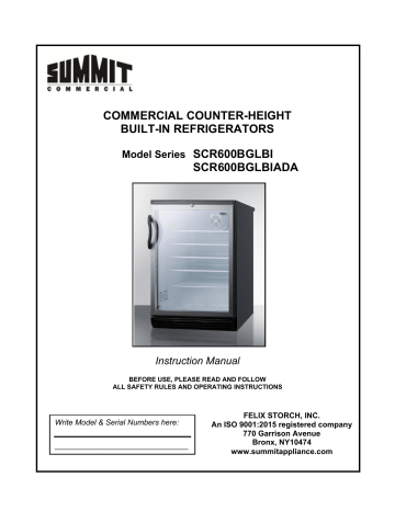 AccuCold SCR600GLBITBADA, SCR600GLBINZADA, SCR600GLBIHV, SCR600BGLBISH, SCR600BGLBIHV, SCR600BGLCSS, SCR600BGLBISHADA, SCR600GLBITB, SCR600BGLBITB, SCR600GLBISHADA User manual AccuCold SCR600GLBITBADA, SCR600GLBINZADA, SCR600GLBIHV, SCR600BGLBISH, SCR600BGLBIHV, SCR600BGLCSS, SCR600BGLBISHADA, SCR600GLBITB, SCR600BGLBITB, SCR600GLBISHADA User manual