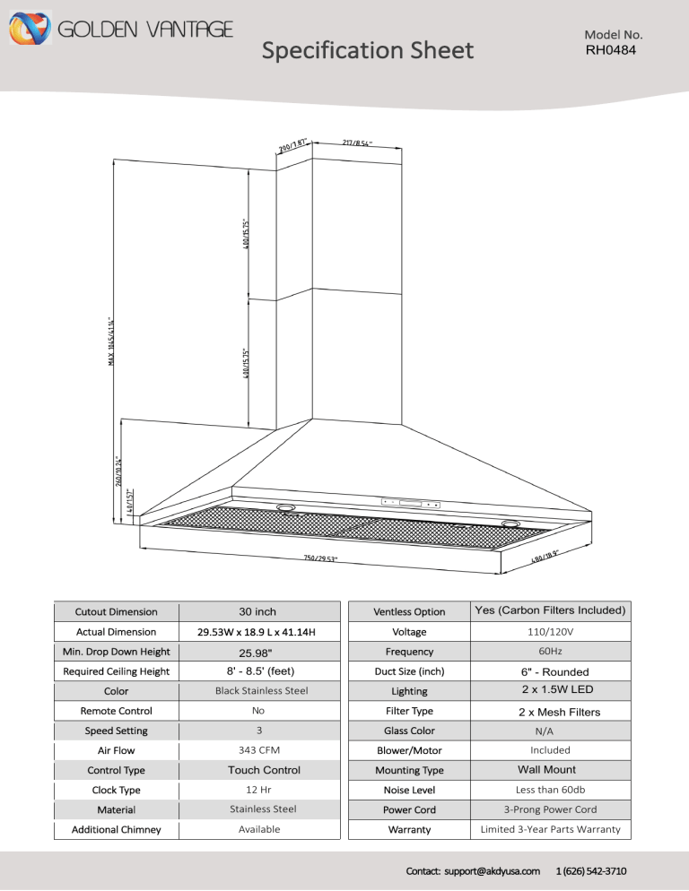 AKDY RH0484 Specification AKDY RH0484 Specification