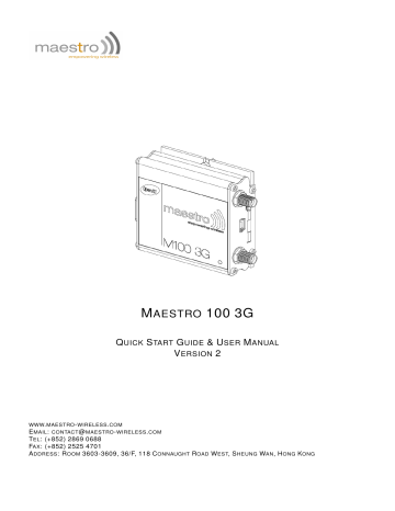 Maestro 100 3G Quick Start Manual & User Manual | Manualzz Maestro 100 3G Quick Start Manual & User Manual | Manualzz