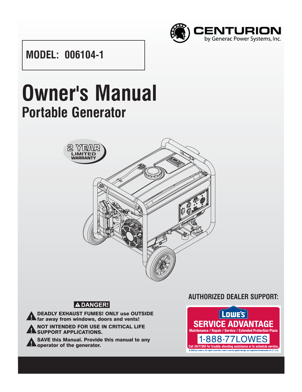 Generac Centurion R Portable Generator Manual Manualzz