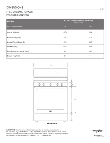 Whirlpool WFG535S0JS Gas Range Guide Manualzz