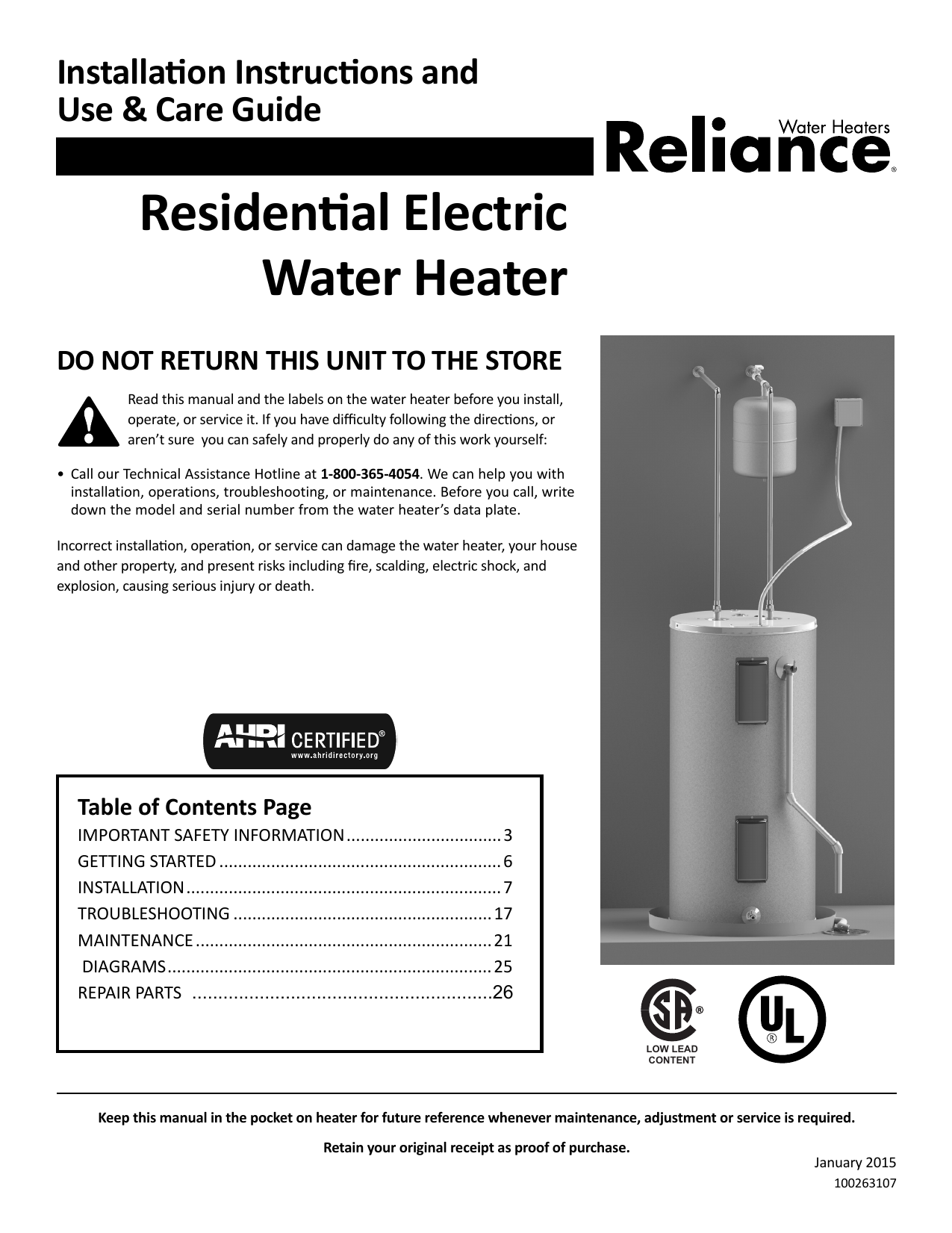 Wiring Diagram Reliance Hot Water Heater Wiring Diagram